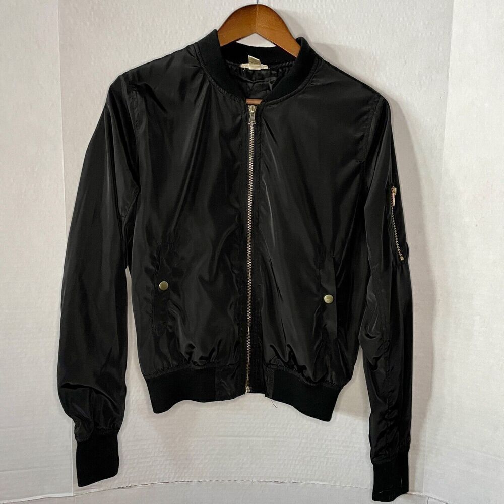 Vintage Wet Seal Size Small Bomber Jacket - Black 90s y2k Retro Biker Classic - Picture 2 of 9
